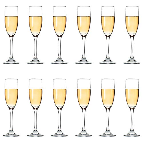 Classic Champagne Flutes, Set of 12, 6 Oz Premium