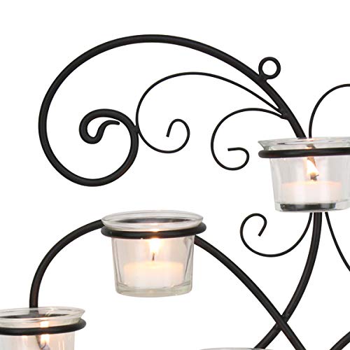 Decorative Black Tea Light Candle Holder Hanging Wall Scone Decor