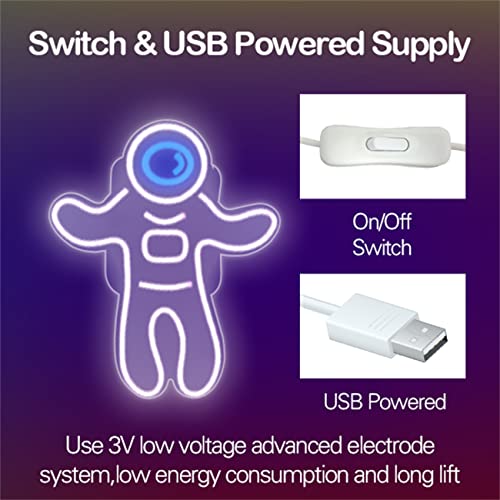Astronaut Neon Light USB Powered w/ ON/Off Switch, (Blue White)