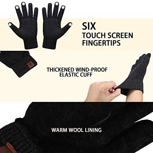 Winter Beanie Hat Scarf Touchscreen Gloves Set for Men & Women