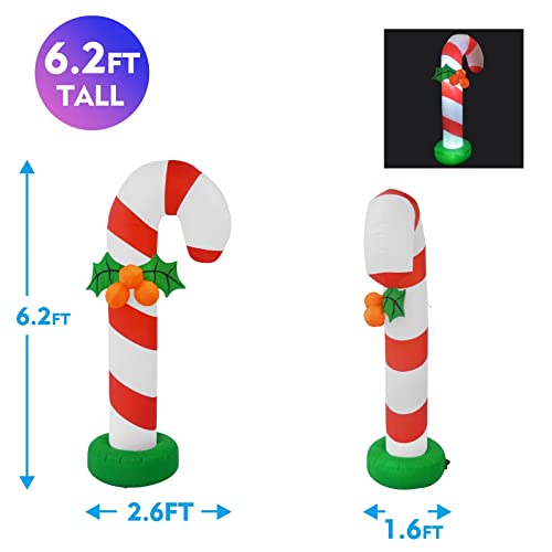 6 FT Christmas Inflatables Candy Cane w/ LEDs
