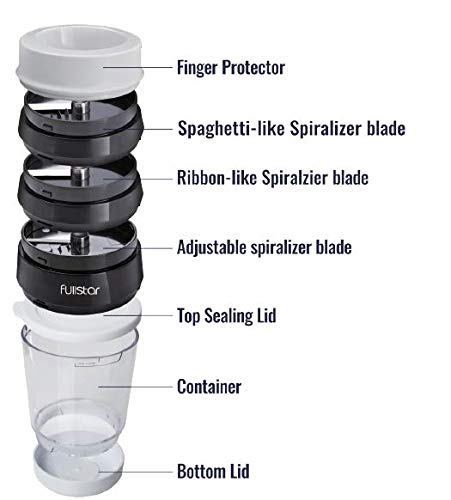 6 in 1 Vegetable Spiralizer & Slicer - Adjustable w/ Container