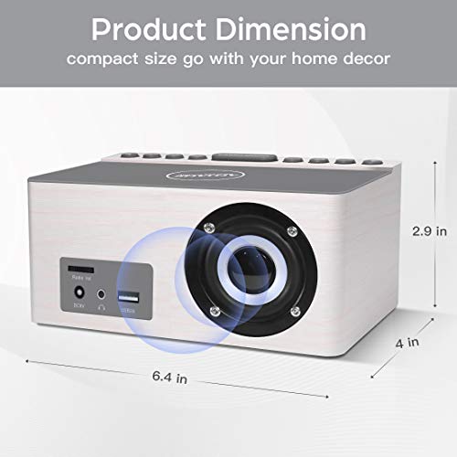 Wooden Digital Alarm Clock FM Radio,10W Fast Wireless Charger Station for iPhone/Samsung Galaxy 5
