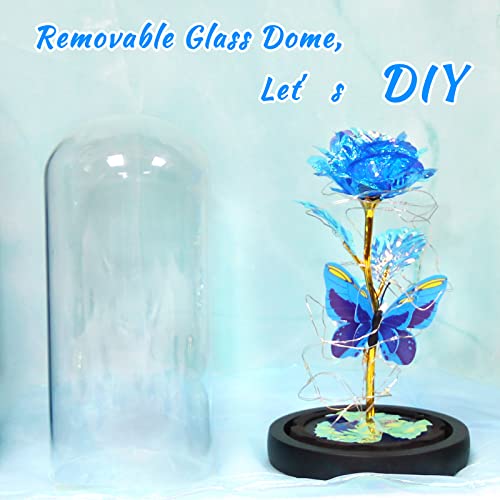 Enchanted Galaxy Light Up Butterfly Rose Gifts in Glass Dome