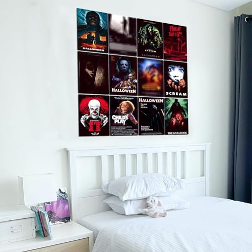 Vintage Horror Movie Posters for Room Aesthetic, Creepy Scary Movie Art Prints Wall Art Posters