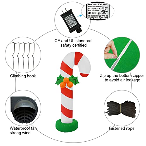 6 FT Christmas Inflatables Candy Cane w/ LEDs