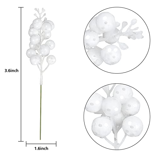 14 Pack Christmas Glitter Berries Stems- 7.8Inch