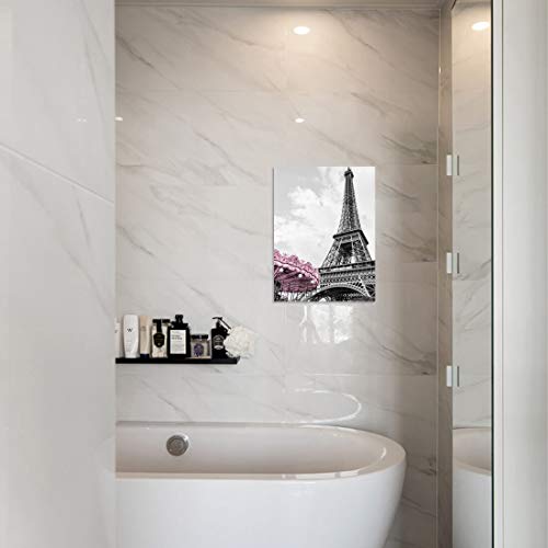 Paris Eiffel Tower Canvas Wall Art Decor Black & White 12x16"