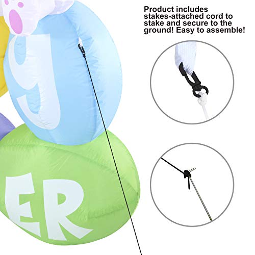 Easter Inflatable Decorations 6 ft Happy Easter Sign w/ Built-in LEDs