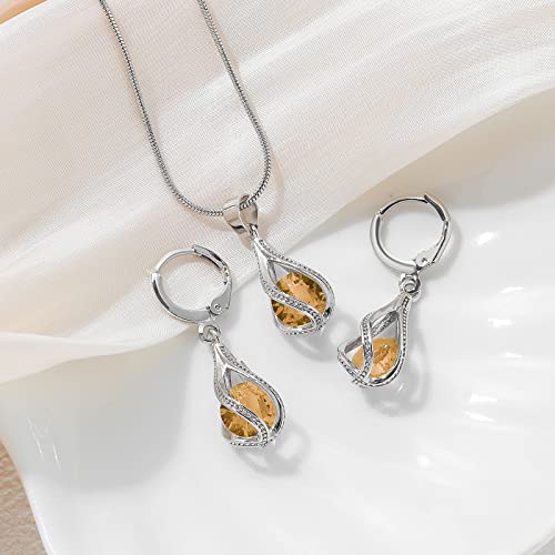 Silver Jewelry Sets for women Crystal Bridal Accessories Necklace Earrings