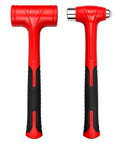 Dead Blow Hammer Set, 2 Piece/16oz(1LB) Pein Hammer, 27oz(1.5LB), Red a& Black, Shockproof Design