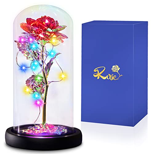 Enchanted Galaxy Light Up Butterfly Rose Gifts in Glass Dome