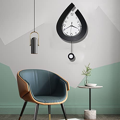 Large Modern Wall Clocks w/ Pendulum Battery Operated, 22.4" Non Ticking