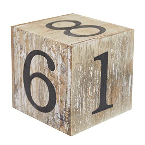 Wooden Perpetual Date Desk Calendar Blocks Farmhouse Office Decoration (5 x 4 In)
