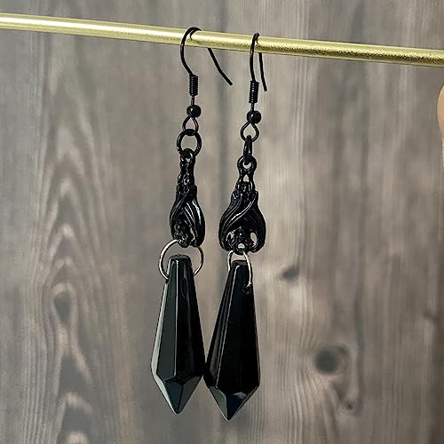 Gothic Dark Bat Dangle Earrings Red Black Crystal Gems Bat Earrings Punk Rock Style Bat Animal Earrings