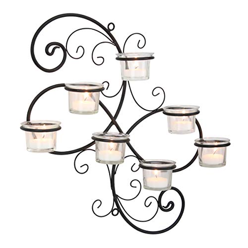 Decorative Black Tea Light Candle Holder Hanging Wall Scone Decor