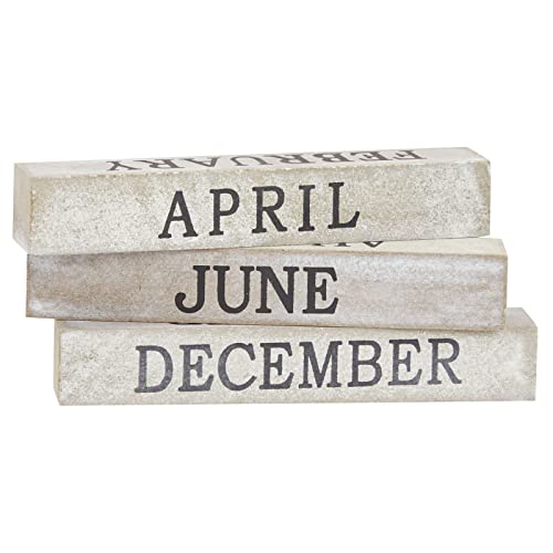 Wooden Perpetual Date Desk Calendar Blocks Farmhouse Office Decoration (5 x 4 In)