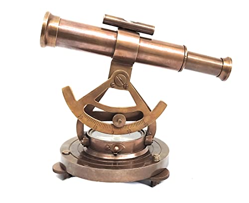 Vintage Brass Alidade Telescope w/ Base Compass Home Decoration