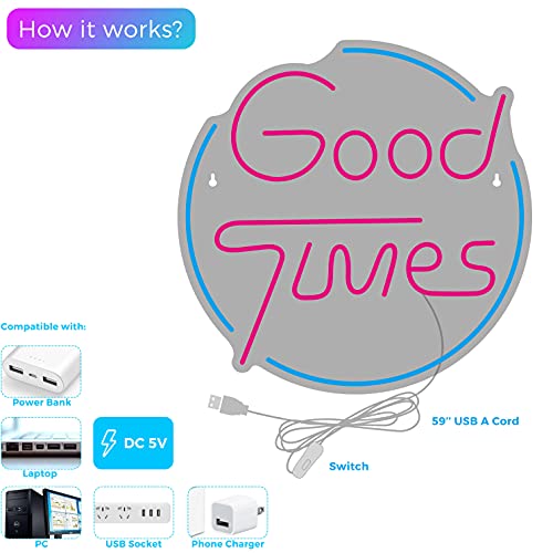 Good Times LED Acrylic Sign Neon Light USB Operated Party Lights