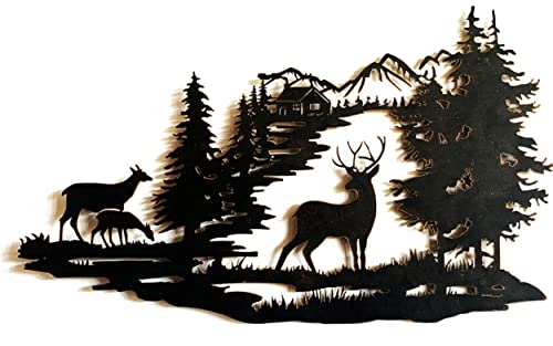 Metal Deer in the Woods Wall Decor 22x 13 Inch