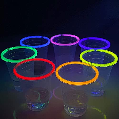 20 GLOWING PARTY CUPS 16 oz Plastic Clear Disposable Glow Stick Cup for Party Supplies