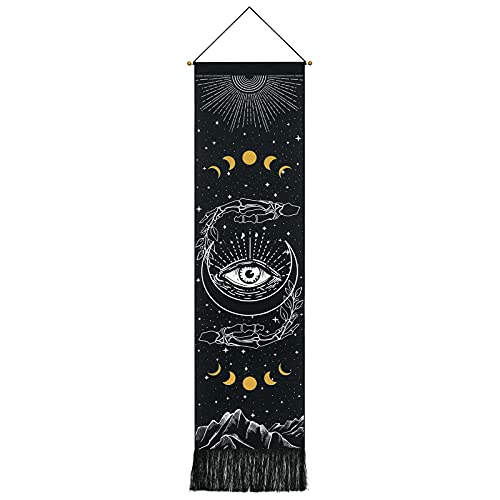 Skull Tapestry Moon Phase Tapestry Stars Starry Black Skeleton Tapestry Butterflies Tapestry