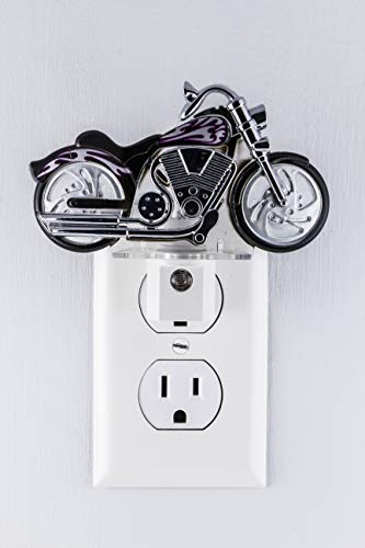 LED Motorcycle Night Light, Plug-In, Dusk-to-Dawn Sensor, Auto On/Off, Energy-Efficient