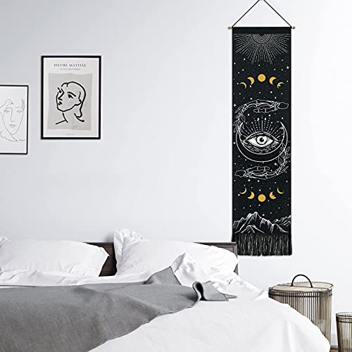 Skull Tapestry Moon Phase Tapestry Stars Starry Black Skeleton Tapestry Butterflies Tapestry
