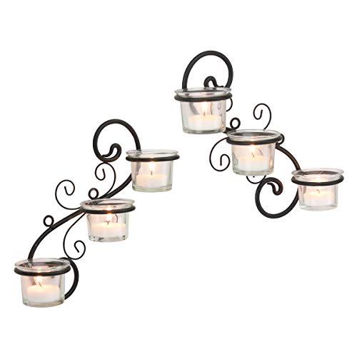 Decorative Black Tea Light Candle Holder Hanging Wall Scone Decor