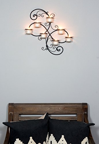 Decorative Black Tea Light Candle Holder Hanging Wall Scone Decor