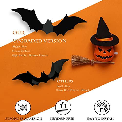 Bat wall Decorations Supplies, 64 Pcs Reusable PVC 3D Black Bats Stickers for Creepy