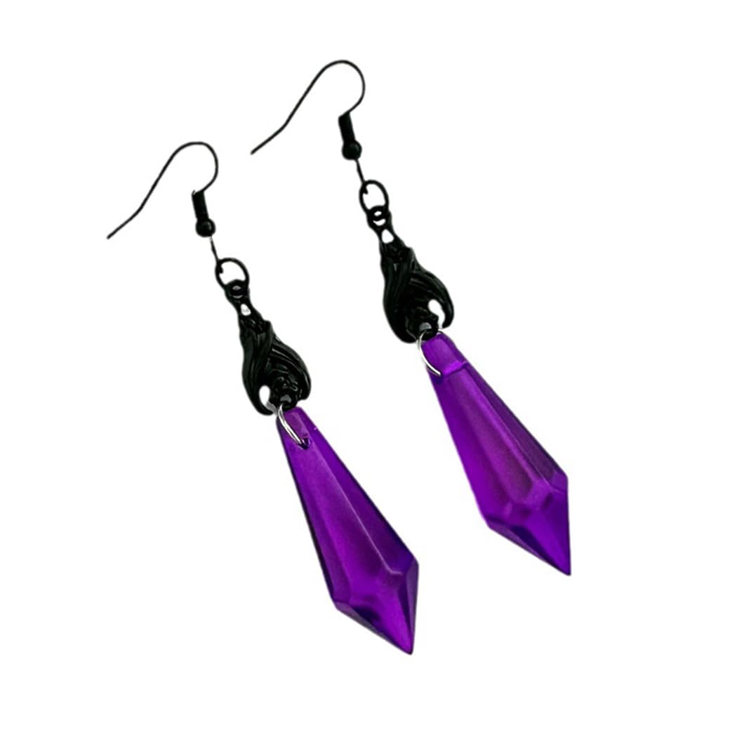 Gothic Dark Bat Dangle Earrings Red Black Crystal Gems Bat Earrings Punk Rock Style Bat Animal Earrings