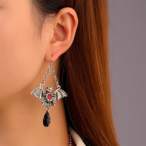 Vintage GothicNecklace Earrings Set,Halloween Crystal Pendant Necklace Punk Style Reptile Animal