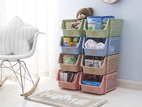 Plastic Stackable Storage Bins for Pantry - 4-Pack
