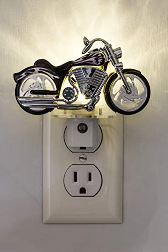 LED Motorcycle Night Light, Plug-In, Dusk-to-Dawn Sensor, Auto On/Off, Energy-Efficient