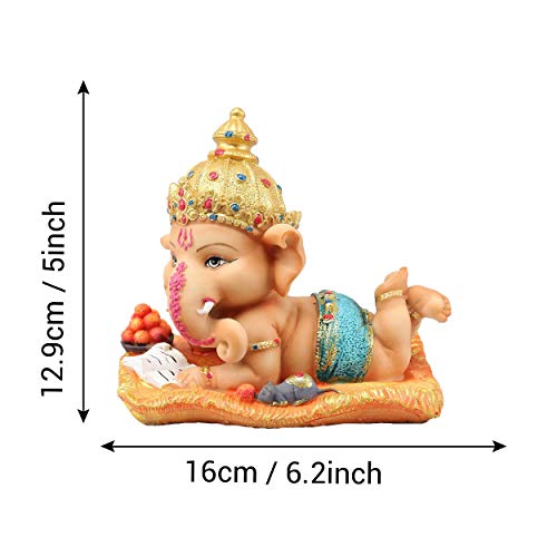 Ganesh Chaturthi Idol for Home | Resin, 5 X 6.2 inch | Handmade Figurine Hindu Decor Ganesha Statues for Office Decoration, Home, Mandir, Temple | Ganesh Chaturthi Gifts