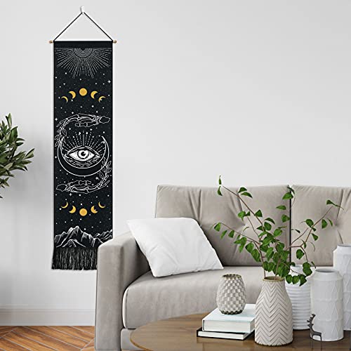 Skull Tapestry Moon Phase Tapestry Stars Starry Black Skeleton Tapestry Butterflies Tapestry