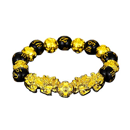 6 Pcs Black Obsidian Feng Shui Pixiu Luck Bracelet for Men/Women