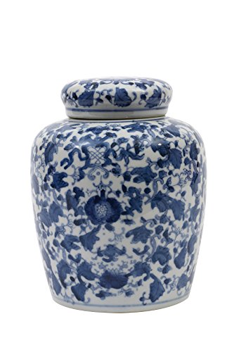 Blue & White Ceramic Ginger Jar with Lid
