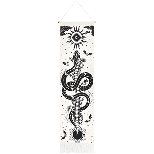 Skeleton Tapestry Planet Gothic Skull White and Black for Bedroom, Living Room