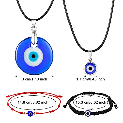 8 Pieces Evil Eye Necklace Bracelet Set- Adjustable for Men/Women