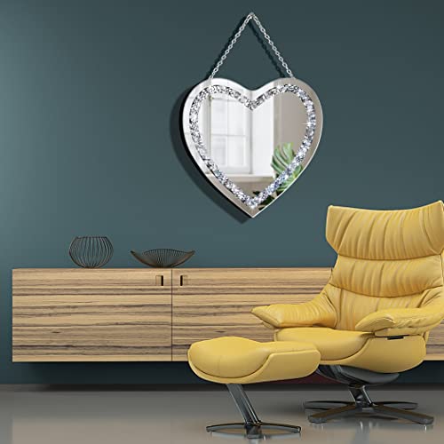 Crystal Crush Diamond Heart Shaped Silver Mirror