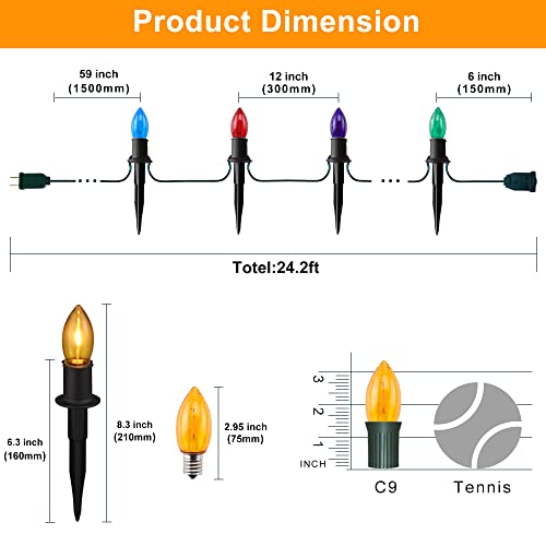 24.2 feet 20 LED C9 Christmas Pathway Lights
