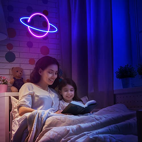 3Pcs Neon Signs, Alien Planet Rocket Led Neon Light Wall Decoration -USB or Battery Powered