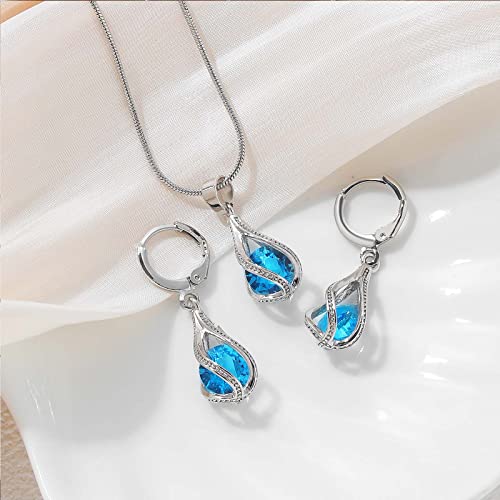 Silver Jewelry Sets for women Crystal Bridal Accessories Necklace Earrings