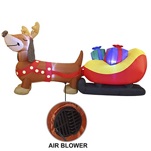 8 FT Long Christmas Puppy Inflatable with Build-in LEDs