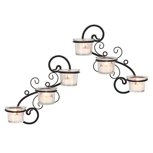 Decorative Black Tea Light Candle Holder Hanging Wall Scone Decor