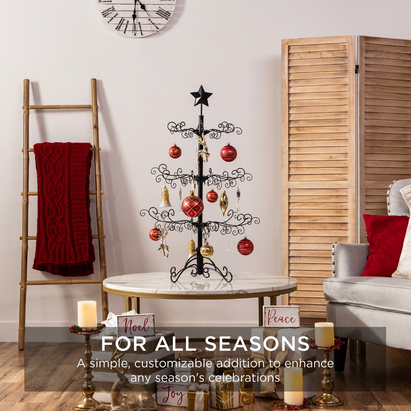 3ft Wrought Stand Iron Ornament Display Christmas Tree