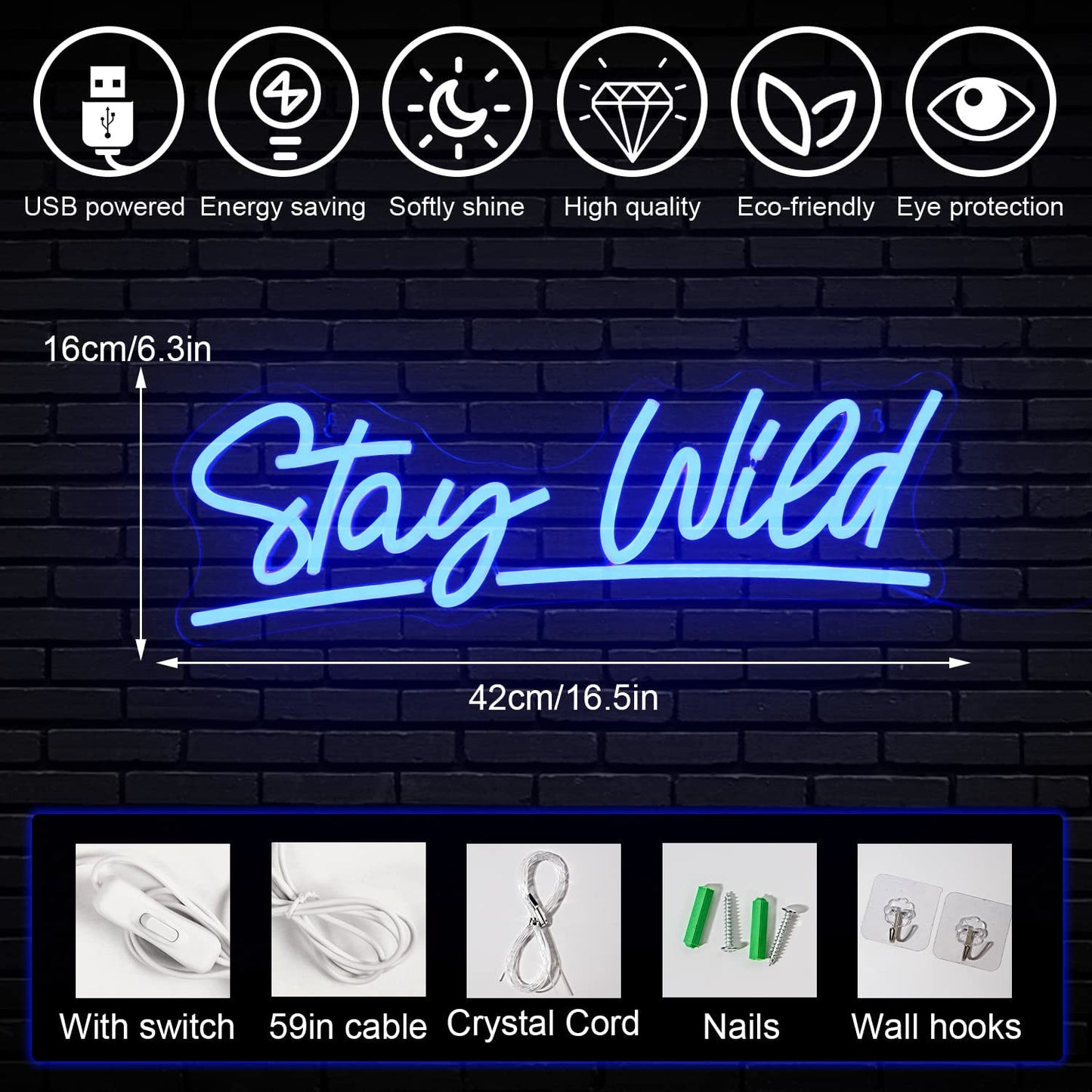 Stay Wild Neon Signs for Wall Decoration