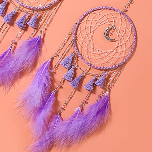 Dream Catcher Boho Sun Dream Catcher Peacock Green Feathers with Handmade Pearl and Wooden Beads,